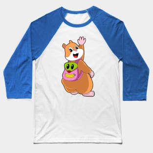 Hamster as Student with Backpack Baseball T-Shirt